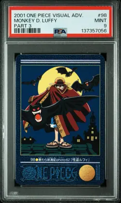 PSA 9 2001 CARDDASS ONE PIECE VISUAL ADVENTURE PART 3 #98 No.98 MONKEY D. LUFFY - Image 1