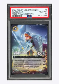 Disney Lorcana PSA 10 Cinderella Promo 2024 3/C1 Prize Wall Exclusive English - Image 1