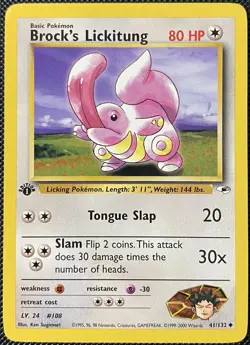 Brock's Lickitung 041/132 Gym Heroes Regular 1st Edition - Pokemon Card - Image 1