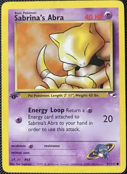 Sabrina's Abra 091/132 Gym Heroes Regular 1st Edition (See Photos) Pokemon Card - Image 1