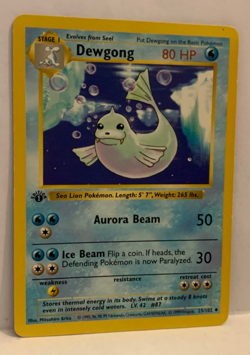 Genuine Vintage Dewgong 1st Edition Shadowless Base Set 25/102 Pokemon Card - Image 1