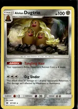 Pokemon Alolan Dugtrio 87/149 Sun Moon Base Set Holo Rare 2 Card Lot - Image 1