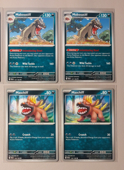 2x Mabosstiff 137/198 & 2x Maschiff 136/198 Pokemon card Scarlet & Violet NM - Image 1