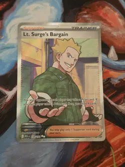 Pokemon TCG Lt. Surge's Bargain 170/132 Full Art Trainer Card - Image 1