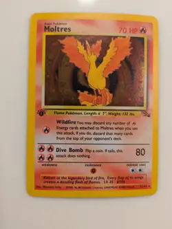 Pokemon Moltres Holo Rare TCG Card 12/62 Fossil 1st Edition - Image 1