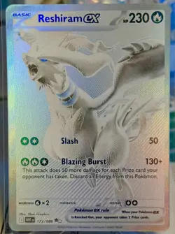 Pokemon Reshiram EX White Flare Black Rare Illustration SIR Holo Card 173/086 - Image 1