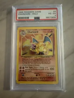 Pokemon Charizard Base Set Holo #4 PSA 4 1999 - Image 1