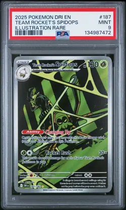 2025 POKEMON DRI EN-DESTINED RIVALS #187 TEAM ROCKET'S SPIDOPS PSA 9 - Image 1
