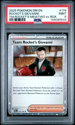 2025 POKEMON DRI EN-DESTINED RIVALS #174 TEAM ROCKET'S GIOVANNI PSA 9 - Image 1