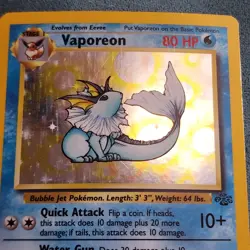 1999 Vintage Pokemon TCG Vaporeon 12/64 Jungle Holographic - Image 2
