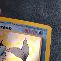 1999 Vintage Pokemon TCG Vaporeon 12/64 Jungle Holographic - Image 3
