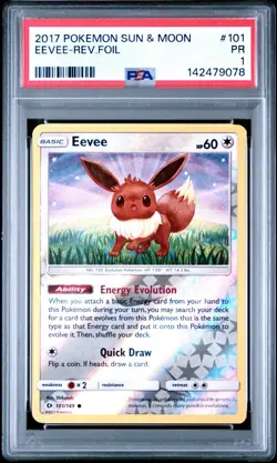 2017 Pokemon Sun & Moon Eevee #101/149 Reverse Holo PSA 1 - Image 1