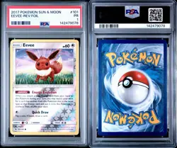 2017 Pokemon Sun & Moon Eevee #101/149 Reverse Holo PSA 1 - Image 3