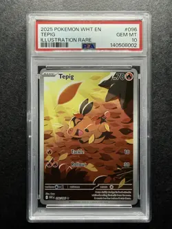 2025 POKEMON WHT EN-WHITE FLARE ILLUSTRATION RARE #096 TEPIG PSA 10 - Image 1