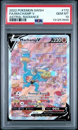 2022 POKEMON SWORD & SHIELD ASTRAL RADIANCE #172 FULL ART/MACHAMP V PSA 10 - Image 1
