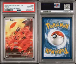 Tepig, Illustration Rare #096 - 2025 Pokemon WHT EN-White Flare - PSA 10 GEM MT - Image 1