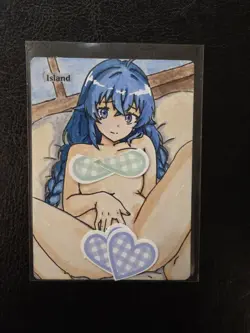 Magic MTG Altered Island Land Card | Hand Colored & Painted Anime Girl - Image 1