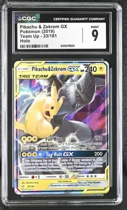 Pikachu & Zekrom GX 33/181 Sm-Team Up Holo - MINT 9!! BEAUTIFUL CARD!! - Image 1