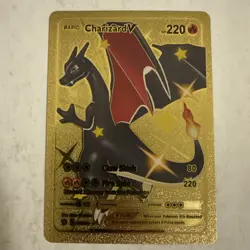Gold Metal Charizard V HP220 Gold Metal Pokemon Card-Collectible Gift Display！ - Image 1