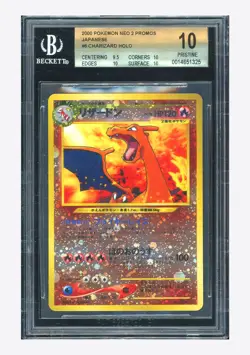 Pokemon BGS 10 PRISTINE Charizard Promo 2000 #006 Neo 2 Card File Japanese - Image 1