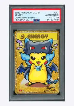 Pokemon PSA AUTH AUTO 10 Lightning Energy Holo Pikachu Keyun 2023 #LIG CLL JPN - Image 1