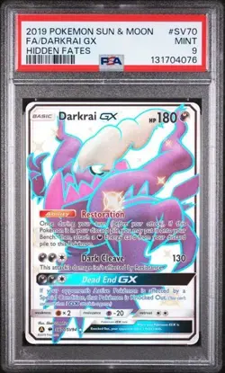 PSA 9 - 2019 Pokemon Hidden Fates Darkrai GX #SV70 - Shiny Vault Holo - Image 1
