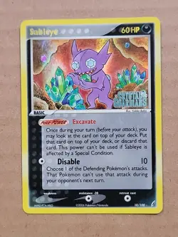 2006 Pokemon Sableye 10/100 EX Crystal Guardians Stamped Reverse Holo Rare LP - Image 1
