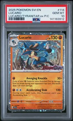 2025 POKEMON SVI EN-SCARLET & VIOLET #114 LUCARIO PSA 10 - Image 1
