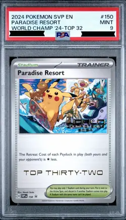 2024 POKEMON SVP EN PARADISE RESORT WORLD CHAMP '24-TOP 32 PSA 9 - Image 1