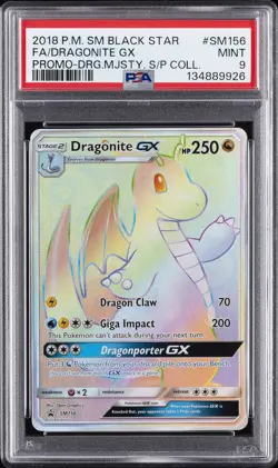 2018 POKEMON SM BLACK STAR PROMO #SM156 FULL ART/DRAGONITE GX PSA 9 - Image 1