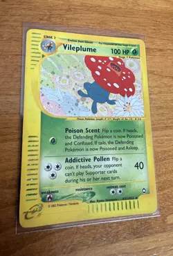 Vileplume H31/H32 Holo Rare Aquapolis E-Reader Series 2002 English Pokemon TCG - Image 1