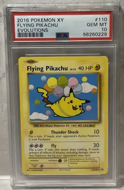 2016 Pokemon XY Flying Pikachu Evolutions Secret Rare #110 PSA GEM MINT 10 - Image 1