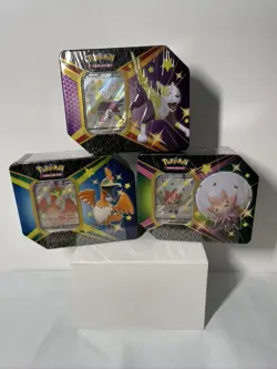 Pokemon TCG: Shining Fates Eldegoss, Boltund, & Cramorant Tins Set of 3 Sealed - Image 1
