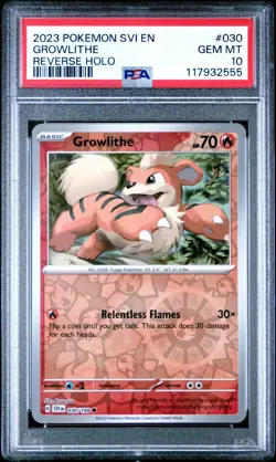 2023 POKEMON SVI EN-SCARLET & VIOLET #030 GROWLITHE REVERSE HOLO PSA 10 - Image 1