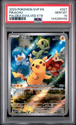 2023 POKEMON SVP EN-SV BLACK STAR PROMO #027 PIKACHU PSA 10 - Image 1