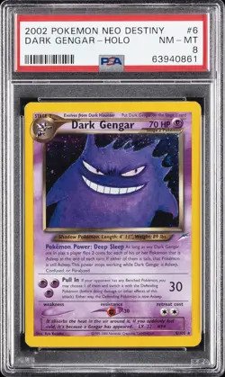 2002 POKEMON NEO DESTINY #6 DARK GENGAR-HOLO PSA 8 - Image 1