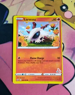 Larvesta 023/198 Chilling Reign Cinderace Stamped Misprint Error Pokemon Card - Image 1