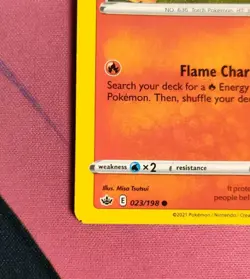 Larvesta 023/198 Chilling Reign Cinderace Stamped Misprint Error Pokemon Card - Image 2