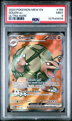 PSA 9 GEM MINT Golem ex 189/165 Pokemon 151 ULTRA RARE Pokemon Card - Image 1