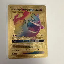 Pokemon Gengar & Mimikyu GX Gold Metal Secret Rare Sun & Moon Team Up Card - Image 1