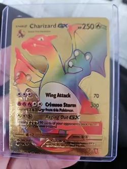 Charizard GX Rainbow Gold Foil Fan Art Vinyl Premium Collector Card 150/147 - Image 1