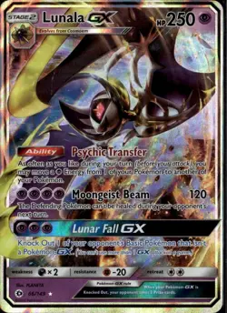 Lunala GX Ultra Rare SM Base Set 66/149 Psychic Pokemon Card TCG - Image 1