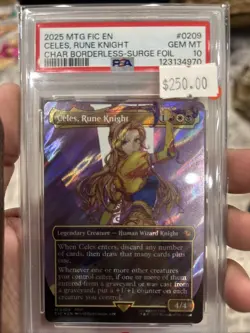 Celes, Rune Knight Final Fantasy MTG Borderless Surge Foil Commander PSA 10 - Image 1