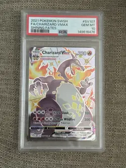 Pokemon 2021 Charizard VMAX SV107/SV122 Shiny Full Art Shining Fates PSA 10 - Image 1