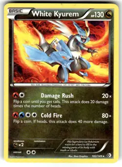 Pokemon TCG White Kyurem 102/149 Boundaries Crossed Rare 2012 - Image 1