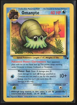 Omanyte Common Fossil 52/62 LP Pokemon Card - Image 1
