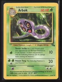 Arbok Uncommon Fossil 31/62 HP Pokemon Card - Image 1