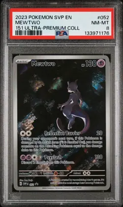 2023 POKEMON SVP EN-SV BLACK STAR PROMO 151 ULTRA-PREM COLL #052 MEWTWO PSA 8 - Image 1