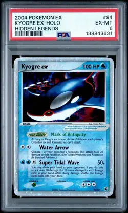 2004 Pokemon Kyogre Ex 94/101 Holo Hidden Legends PSA 6 - Image 1