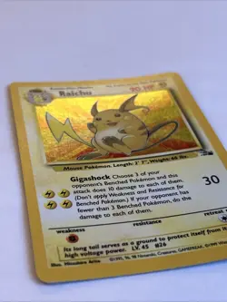 Pokemon Raichu Fossil Unlimited Holo Rare #14/62 NM 90 HP - Image 2